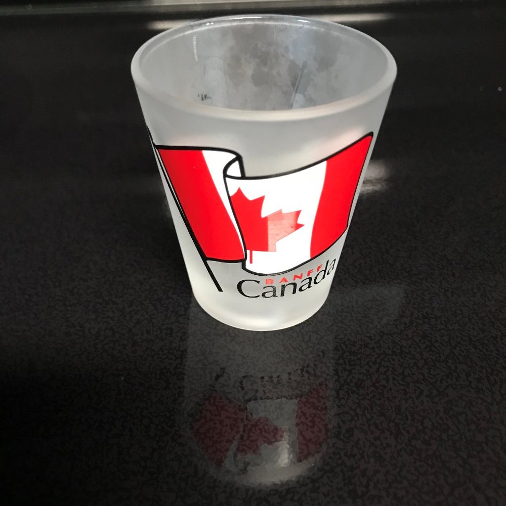 Canada flag frosted shot glass